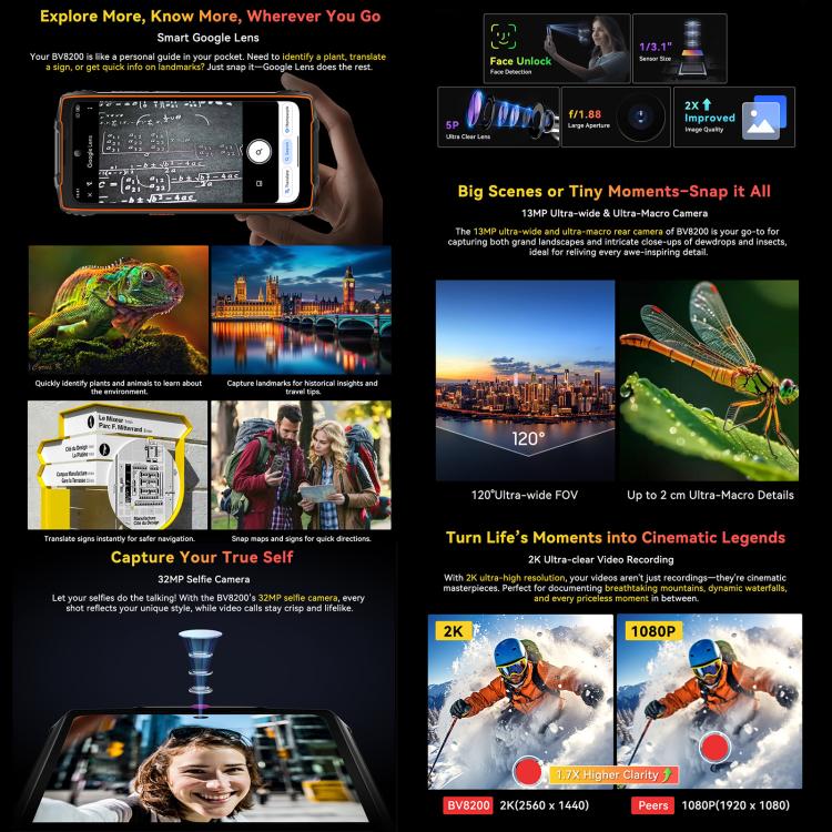 Blackview BV8200 Rugged Phone, 12GB+256GB, 6.5 inch + 1.3 inch Android 14 MediaTekHelio G100 MT8781, Network: 4G, NFC Blackview BV8200 Rugged Phone, 12GB+256GB, 6.5 inch + 1.3 inch Android 14 MediaTekHelio G100 MT8781, Network: 4G, NFC